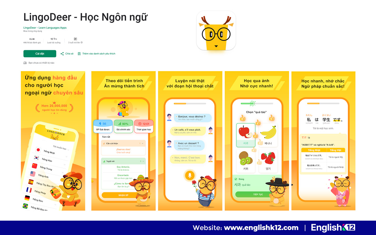 LingoDeer – Ứng dụng học tiếng Anh cho người mới bắt đầu