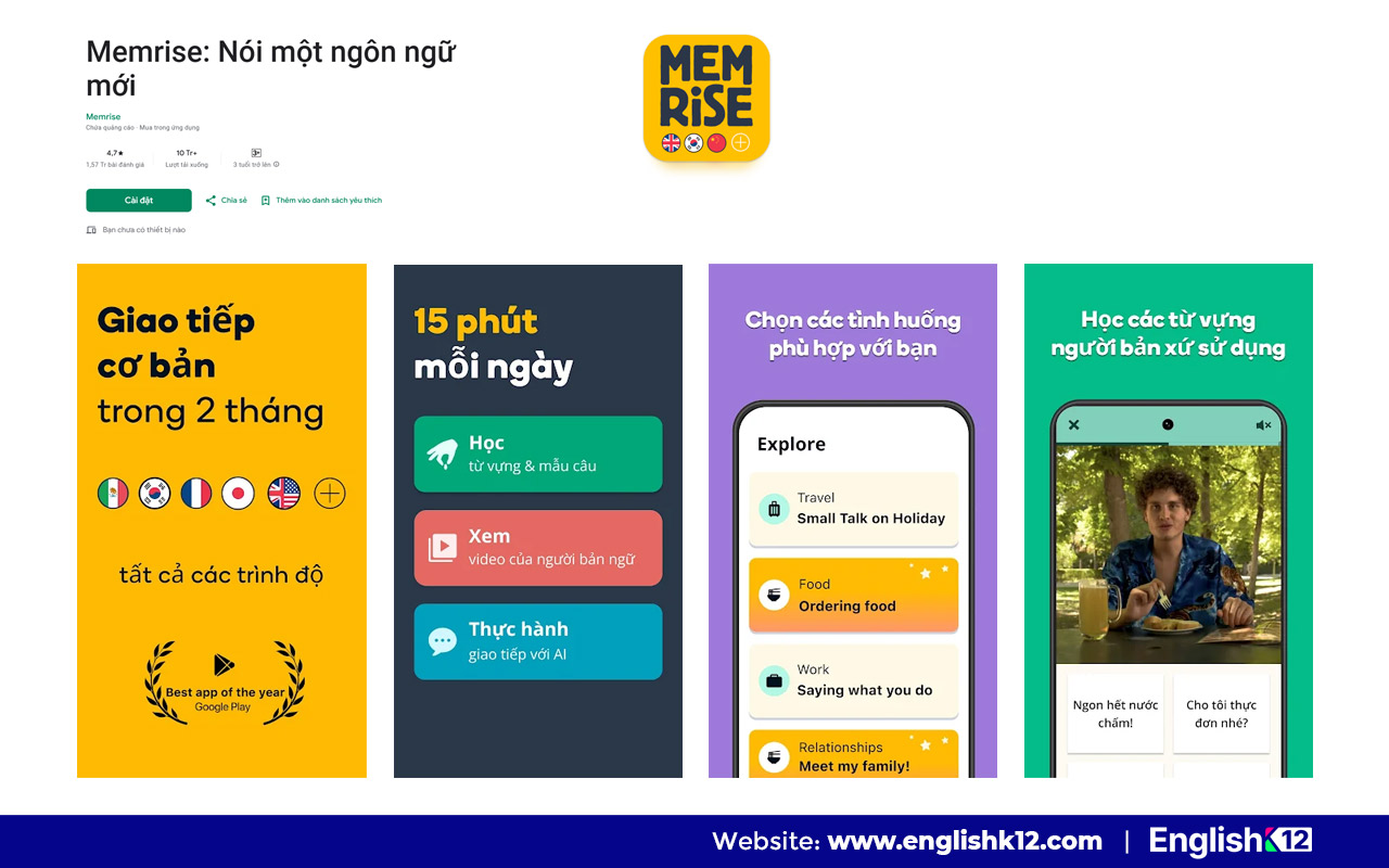 Memrise – Ứng dụng học tiếng Anh giao tiếp cơ bản