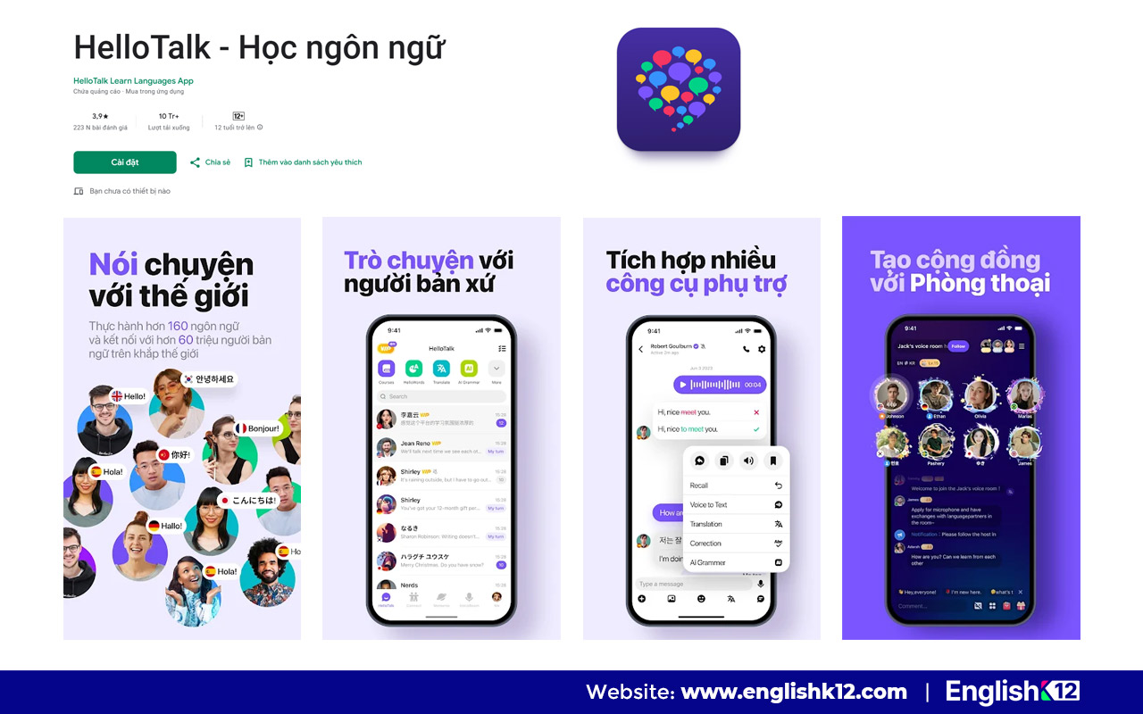HelloTalk – Ứng dụng luyện nói tiếng Anh với người bản xứ